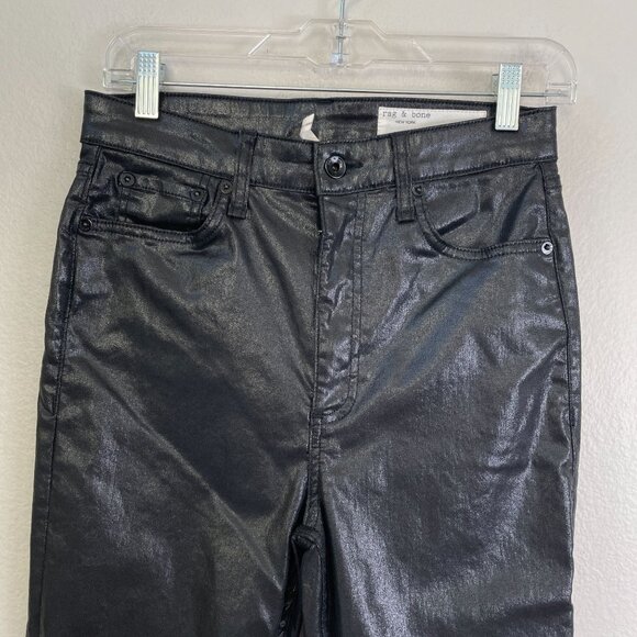rag & bone Womens 27 Casey High Rise Ankle Flare Jeans Coated Black - Picture 3 of 12